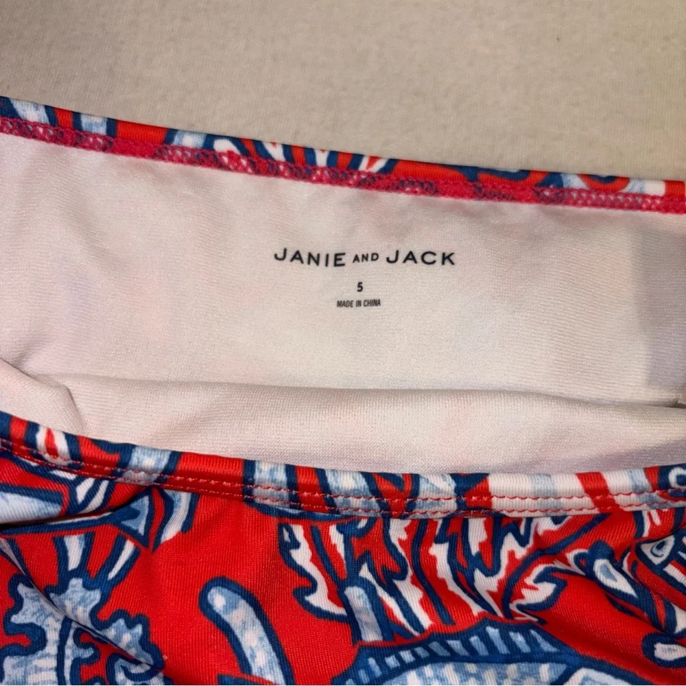 Janie and Jack Recycled Tropical Fish Halter 2-Piece Swimsuit‎ Red Island Size 5